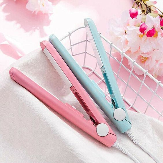 Mini Hair Straightener | 2 in 1 Mini Curling Wand | Flat Iron Hair Curler | Thermostatic Fast Heat Flat Iron Curling Iron Waver Plate Makeup