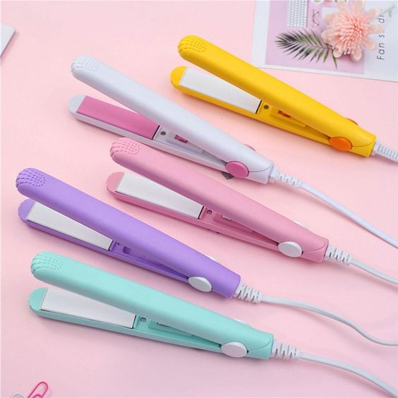 Mini Hair Straightener | 2 in 1 Mini Curling Wand | Flat Iron Hair Curler | Thermostatic Fast Heat Flat Iron Curling Iron Waver Plate Makeup