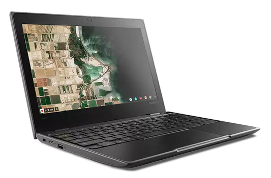 The Lenovo Chromebook 100E (2nd Gen) features a sleek design, showing a vibrant screen in use, ideal for students by The Tech